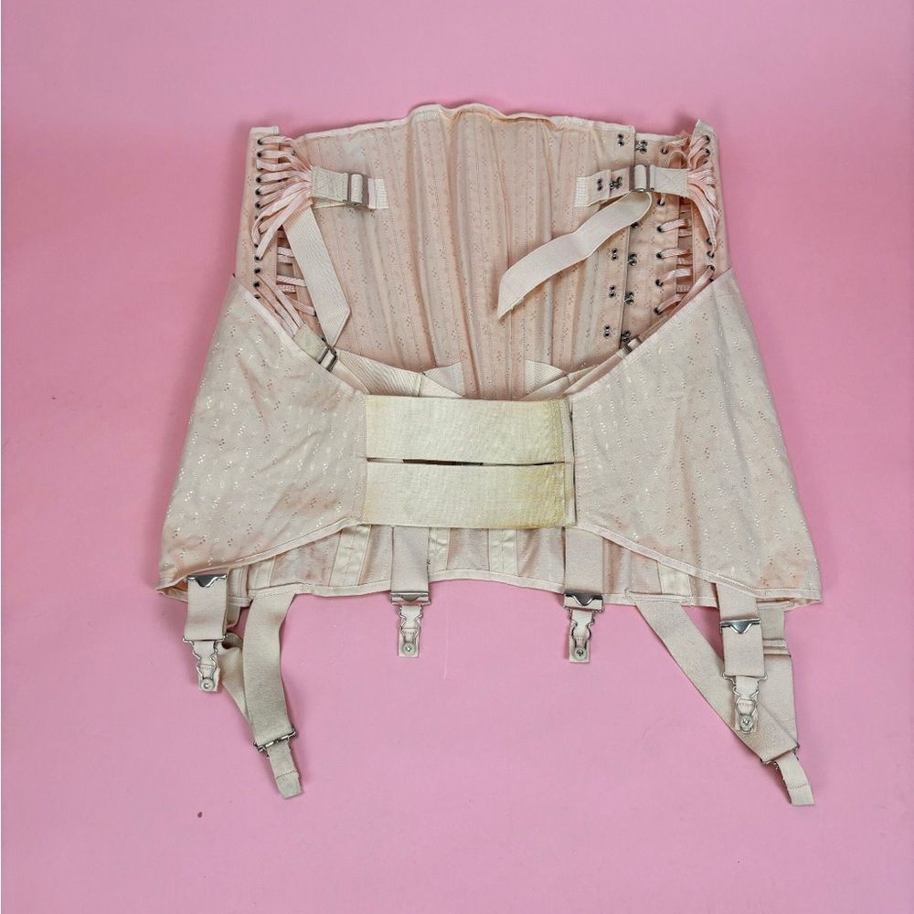True Vintage Antique Famous Gale 1930s Pink Corset Girdle | Size L/XL